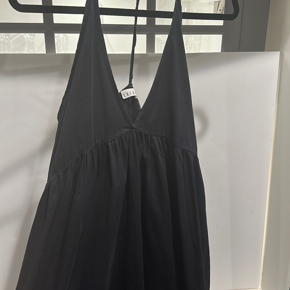 LACAUSA XS black cotton dress with pockets